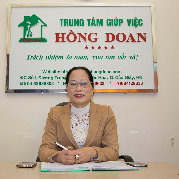 Cô Nguyễn Thị Hồng Doan - giám đốc Trung tâm Giúp việc Hồng Doan 